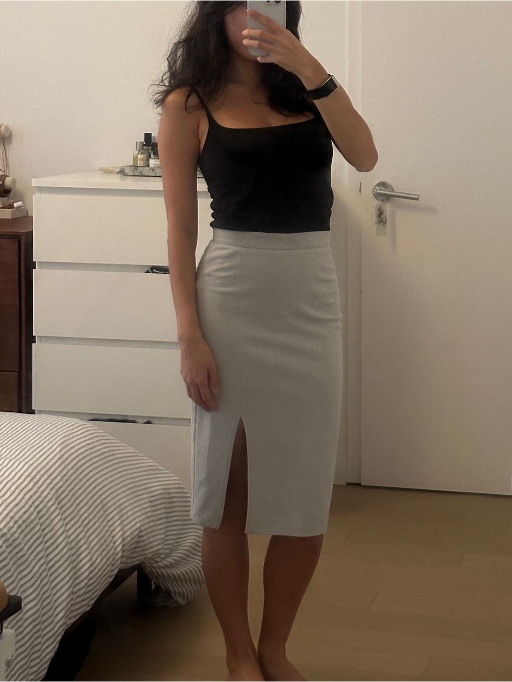 Missguided Faux Suede Light Blue Pencil Skirt